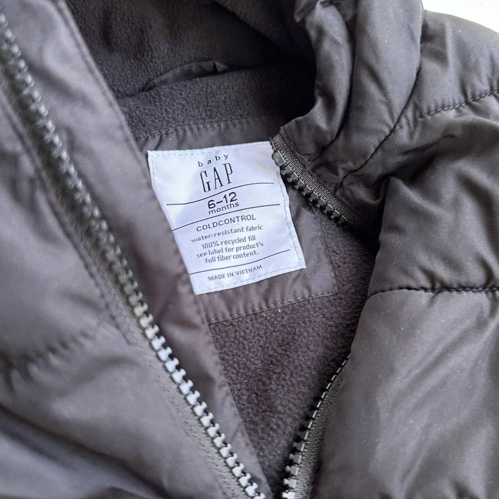 Baby GAP Boys Girls Black Water Resistant Puffer Coat Jacket 6-12 Months Recycle